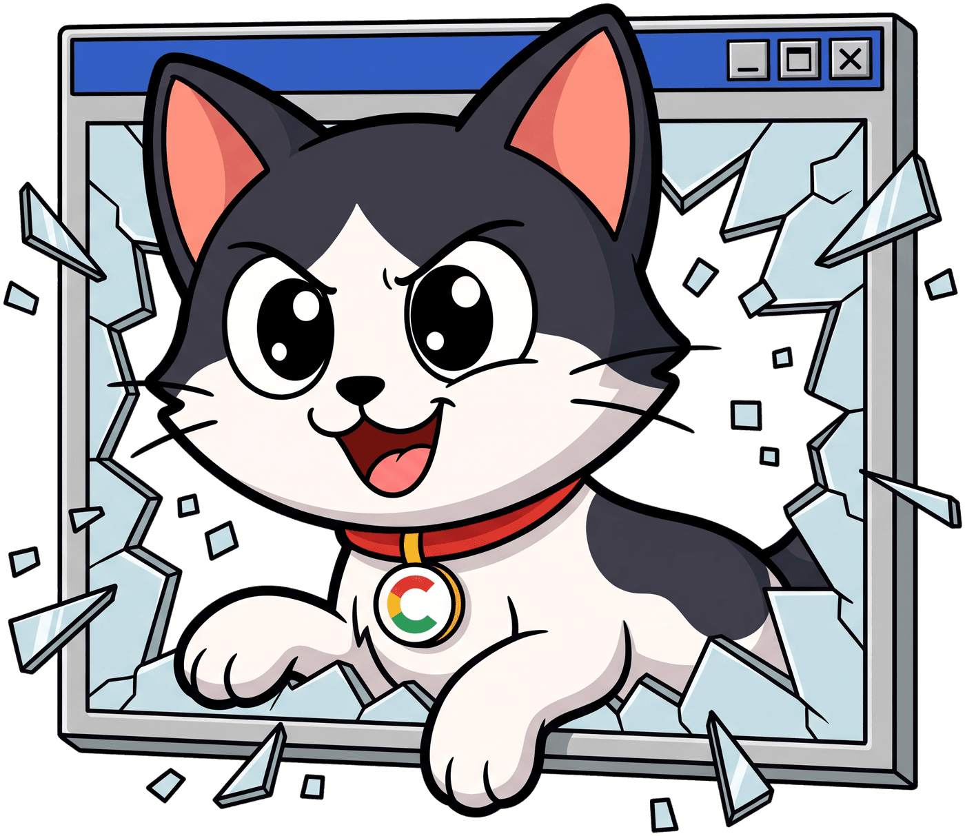 COOGLE bursting through a browser window