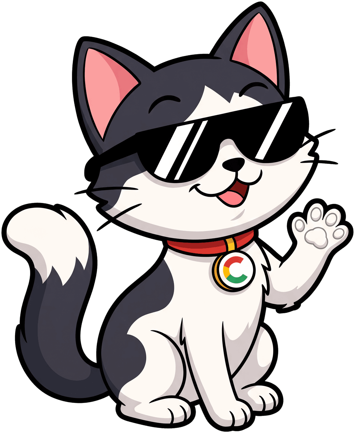 COOGLE wearing black sunglasses, looking cool
